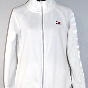 Tommy HilfigerSport Fleece Zip-Up Jacket Size M, White Preppy Retro Soft